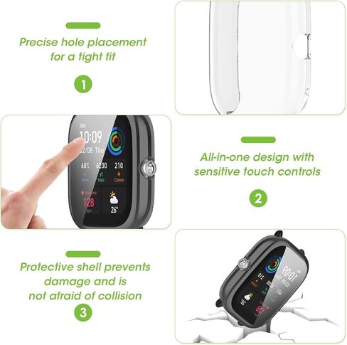 2 Pack Watch Screen Protector Case, Hard PC+TPU Ultra-Thin HD Full Coverage Bumper Scratch Resistance Drop-Proof with Screen Protector Compatible for Amazfit GTS 4 Mini [Clear] in Saudi Arabia