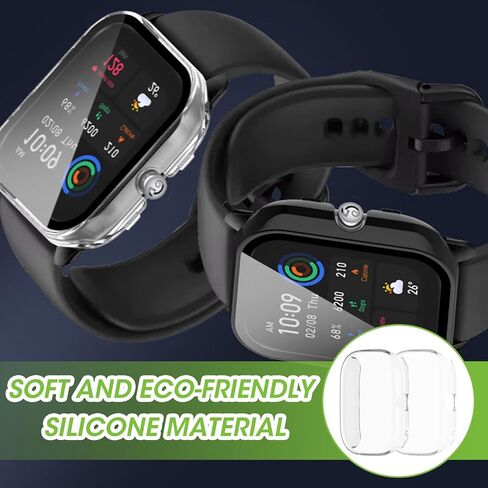 2 Pack Watch Screen Protector Case, Hard PC+TPU Ultra-Thin HD Full Coverage Bumper Scratch Resistance Drop-Proof with Screen Protector Compatible for Amazfit GTS 4 Mini [Clear] in Saudi Arabia