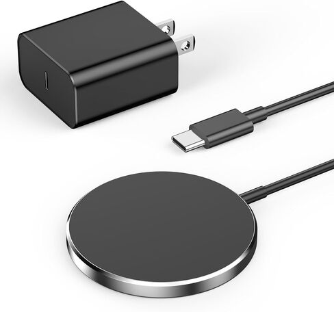 شاحن لاسلكي مغناطيسي لهاتف iPhone 15، شاحن لاسلكي 15 وات كحد أقصى لهاتف iPhone، وسادة شحن سريعة، شاحن آمن مع شاحن حائط USB C 20 وات لهاتف iPhone 15/15 Plus/15 Pro/15 Pro Max/14/13/12/AirPods 3 2 Pro in Kuwait