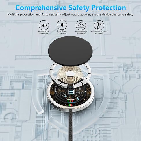 شاحن لاسلكي مغناطيسي لهاتف iPhone 15، شاحن لاسلكي 15 وات كحد أقصى لهاتف iPhone، وسادة شحن سريعة، شاحن آمن مع شاحن حائط USB C 20 وات لهاتف iPhone 15/15 Plus/15 Pro/15 Pro Max/14/13/12/AirPods 3 2 Pro in Kuwait