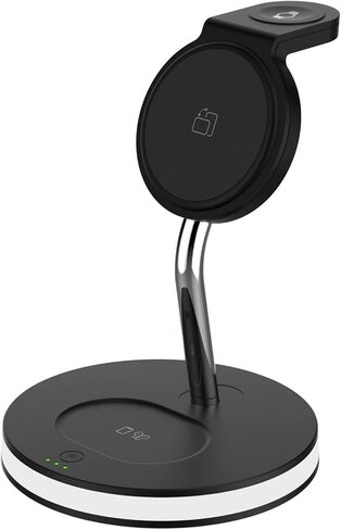 شاحن لاسلكي مغناطيسي 4 في 1، محطة شحن سريعة بقوة 15 وات معتمدة من Qi مع ضوء LED ومنفذ USB-A لحامل شاحن Magsafe iPhone 14,13,12 Pro Max/Pro/Mini/Plus، AppleWatch، AirPods in Saudi Arabia