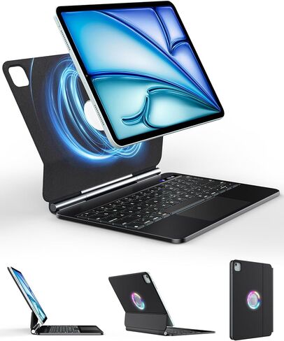 Magnetic Keyboard Case for iPad Air 11-inch (M2) 2024 & iPad Pro 11 inch 2022/2021/2020/2018, Multi-Touch Trackpad Keyboard Case for iPad Air 10.9 inch 5th/4th Gen with LED Ring Light, Black in Saudi Arabia