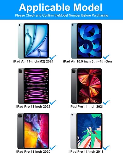 Magnetic Keyboard Case for iPad Air 11-inch (M2) 2024 & iPad Pro 11 inch 2022/2021/2020/2018, Multi-Touch Trackpad Keyboard Case for iPad Air 10.9 inch 5th/4th Gen with LED Ring Light, Black in Saudi Arabia