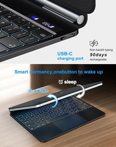 Magnetic Keyboard Case for iPad Air 11-inch (M2) 2024 & iPad Pro 11 inch 2022/2021/2020/2018, Multi-Touch Trackpad Keyboard Case for iPad Air 10.9 inch 5th/4th Gen with LED Ring Light, Black in Saudi Arabia