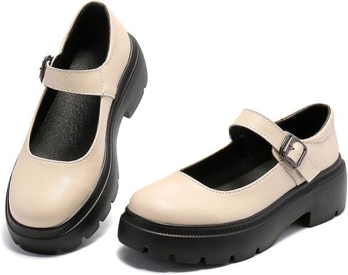 Ruiatoo Women's Mary Janes Shoes for Women Platform Low Heel Chunky Pumps Round Toe Oxford Dress Shoes in Kuwait