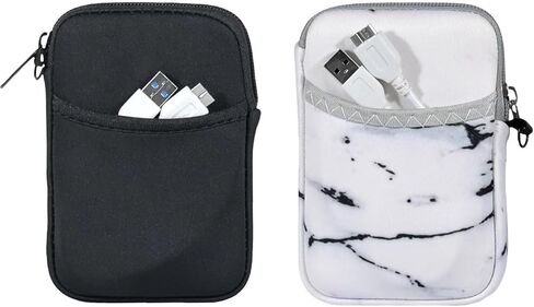 Soft External Hard Drive Carry Case (Black + Marble White) in Saudi Arabia