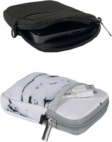 Soft External Hard Drive Carry Case (Black + Marble White) in Saudi Arabia