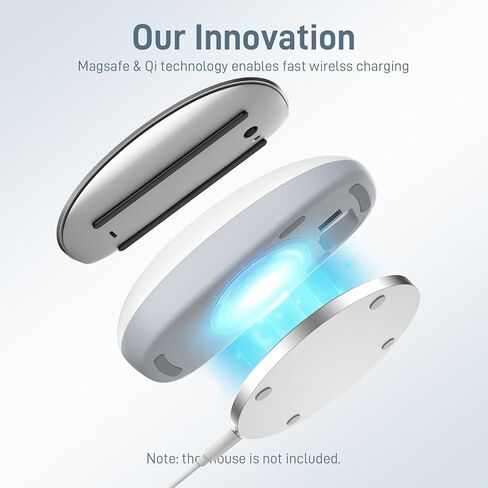 قاعدة ماوس FIDECO لجهاز Apple Magic Mouse 2، قاعدة شحن ماوس مع شاحن لاسلكي، تدعم الشحن اللاسلكي، تصميم مريح، زيادة الراحة والتحكم الكامل in Kuwait
