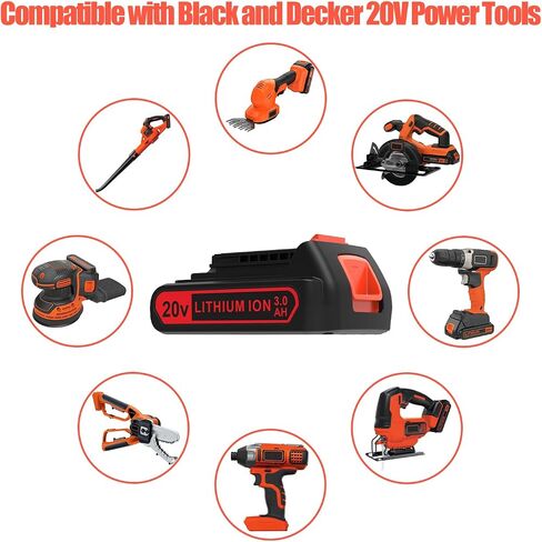 2 Pack 3000mAh 20v MAX Battery and Charger, Replacement for Black and Decker 20v Lithium Battery, Compatible with All Original Cordless Power Tools and Charger. in Saudi Arabia