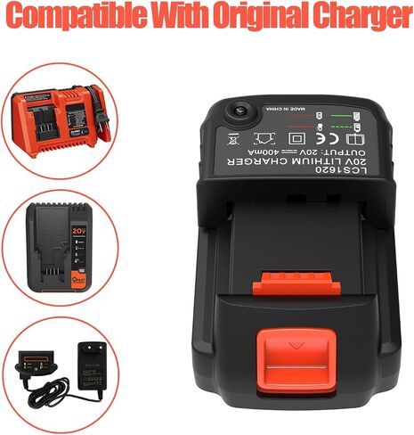 2 Pack 3000mAh 20v MAX Battery and Charger, Replacement for Black and Decker 20v Lithium Battery, Compatible with All Original Cordless Power Tools and Charger. in Saudi Arabia