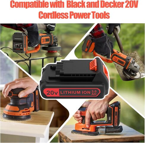 2 Pack 3000mAh 20v MAX Battery and Charger, Replacement for Black and Decker 20v Lithium Battery, Compatible with All Original Cordless Power Tools and Charger. in Saudi Arabia