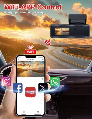 كاميرا Dash Cam 4K أمامية وخلفية 1080P، كاميرا داش مزدوجة للسيارات مدمجة في WiFi، شاشة 1.47 بوصة كاميرا مزدوجة مع بطاقة 64 جيجابايت، كاميرا سيارة مع التحكم في التطبيق، شاشة وقوف السيارات 24 ساعة، مستشعر G in Kuwait