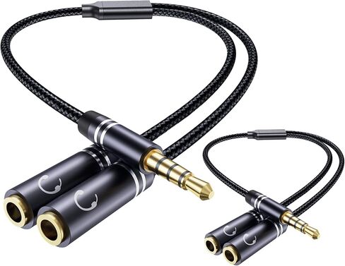 3.5mm Headphone Splitter, Hi-Fi Sounds Extension Cable Audio Stereo Y Splitter, 3.5 mm Male to 2 Female (TRRS - 4 Pole) Headset Splitter, Aux Jack Splitter Compatible with PS4, Switch, Phone & More in Saudi Arabia