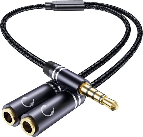 3.5mm Headphone Splitter, Hi-Fi Sounds Extension Cable Audio Stereo Y Splitter, 3.5 mm Male to 2 Female (TRRS - 4 Pole) Headset Splitter, Aux Jack Splitter Compatible with PS4, Switch, Phone & More in Saudi Arabia