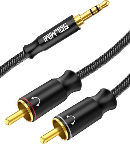 3.5mm to RCA Audio Cable Braided-3.5mm to 2-male RCA Adapter Audio Stereo Cable Lossless Stereo RCA to Aux Y Splitter Adapter for Subwoofer Headphone Speaker PC or More - 4 Feet / 1.2 M in Saudi Arabia