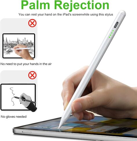 Stylus Pen for iPad 2018-2023 with Palm Rejection, Magnetic Stylus Pen, Active Pencil for iPad 10/9/8/7/6 Generation, iPad Pro 11/12.9 inch, iPad Air 5/4/3 Gen, iPad Mini 6/5 Gen (Black) in Saudi Arabia