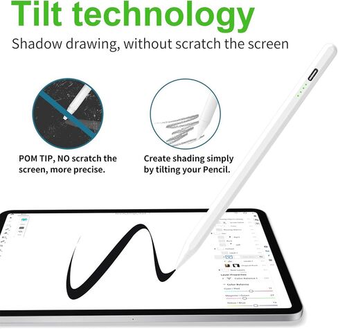 Stylus Pen for iPad 2018-2023 with Palm Rejection, Magnetic Stylus Pen, Active Pencil for iPad 10/9/8/7/6 Generation, iPad Pro 11/12.9 inch, iPad Air 5/4/3 Gen, iPad Mini 6/5 Gen (Black) in Saudi Arabia