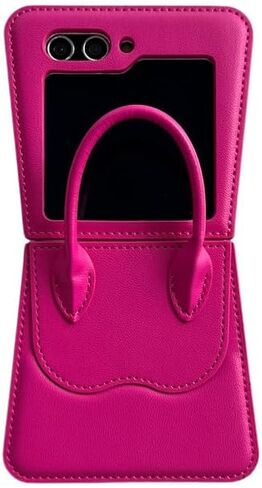 for Samsung Galaxy Z Flip 5 Case Luxury Leather Handbag Flip Phone Case Galaxy Z Flip5 Cute Girls Women Samsung Flip Z 5 Protective Cover (Rose Red) in Kuwait