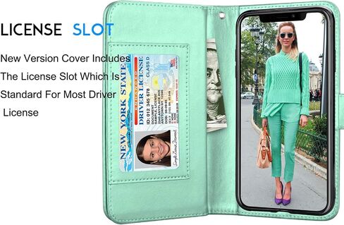 Tekcoo Wallet Case for iPhone 11 / iPhone11 (6.1 inch) 2019 Luxury ID Cash Credit Card Slots Holder Carrying Pouch Folio Flip PU Leather Cover [Detachable Magnetic Hard Case] Lanyard - Turquoise in Saudi Arabia