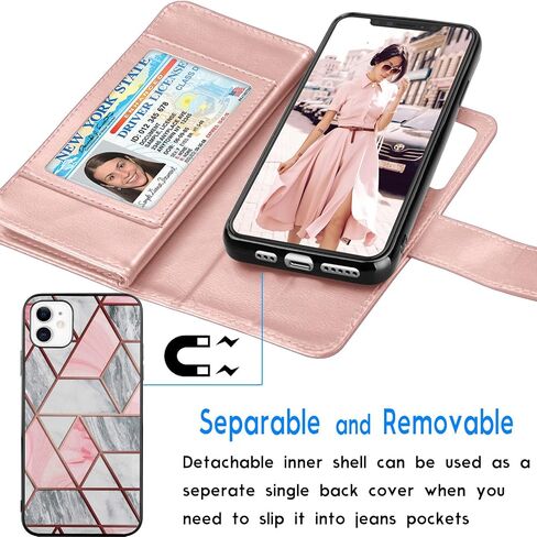 Tekcoo Wallet Case for iPhone 11 / iPhone11 (6.1 inch) 2019 Luxury ID Cash Credit Card Slots Holder Carrying Pouch Folio Flip PU Leather Cover [Detachable Magnetic Hard Case] Lanyard - Turquoise in Saudi Arabia