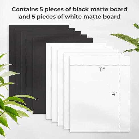 AUEAR, Pack of 10 8x10 Uncut Picture Mat Boards, Black Backing Matte Boards for Frame, Print, Artwork, Picture in Kuwait