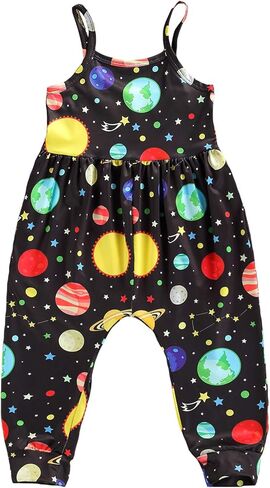 بدلة قفز صيفية للأطفال الصغار من Springcmy قطعة واحدة على شكل ديناصور بدون أكمام ومطبوعة بالزهور in Kuwait