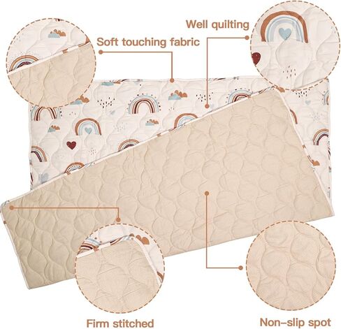 Hexagon Playpen Mat 52x48 Fits Regalo Play Yard 48 Inch 6-Panel and Hiccapop 53" Playpen, Non-Slip Baby Play Mat, Crawling Mat for Floor, Washable Pack 'N Play Mattress Pad Boho Rainbow (53 inch) in Saudi Arabia