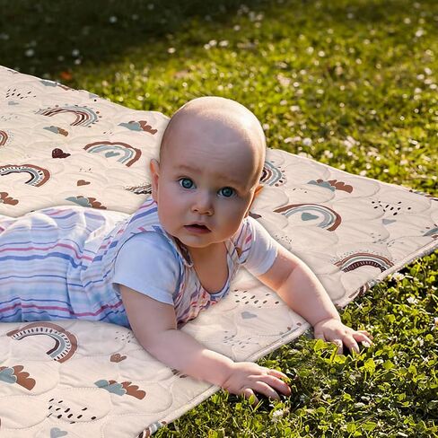 Hexagon Playpen Mat 52x48 Fits Regalo Play Yard 48 Inch 6-Panel and Hiccapop 53" Playpen, Non-Slip Baby Play Mat, Crawling Mat for Floor, Washable Pack 'N Play Mattress Pad Boho Rainbow (53 inch) in Saudi Arabia