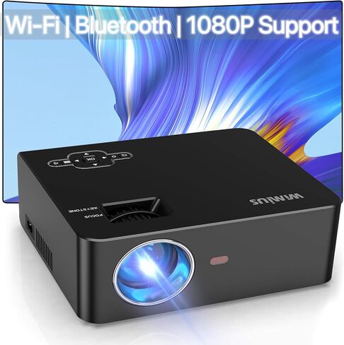 جهاز عرض WiMiUS صغير مع واي فاي وبلوتوث، جهاز عرض أفلام محمول خارجي 1080 بكسل، تكبير 50%، جهاز عرض منزلي متوافق مع PS4/PC/VGA/TV Stick/HDMI/AV/USB، للاستخدام الداخلي والخارجي in Kuwait