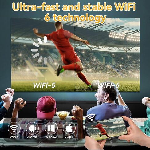 【تركيز تلقائي】جهاز عرض DWQOO 4K مع واي فاي وبلوتوث، جهاز عرض A40 عالي الدقة أصلي 1080 بكسل، جهاز عرض أفلام خارجي محمول لحماية العيون لغرفة النوم المنزلية متوافق مع الهاتف الذكي، HDMI، USB، AV، الكمبيوتر المحمول in Kuwait