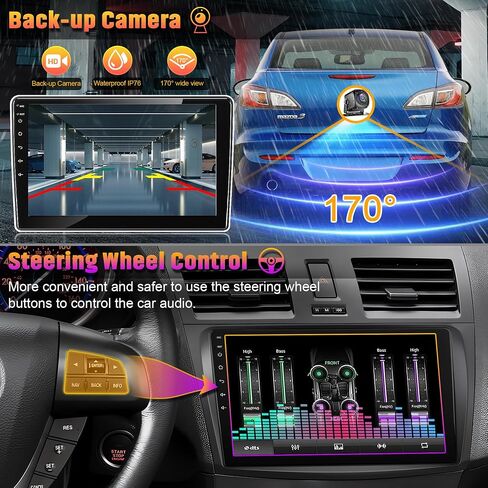 راديو ستيريو للسيارة 4G+64G لـ 2010 2011 2012 2013 Mazda 3، 9 بوصة Android 12 شاشة تعمل باللمس مع CarPlay اللاسلكي، Android Auto، GPS Navi، 5G WiFi، Bluetooth 5.2، كاميرا خلفية عالية الدقة، SWC، راديو FM in Saudi Arabia