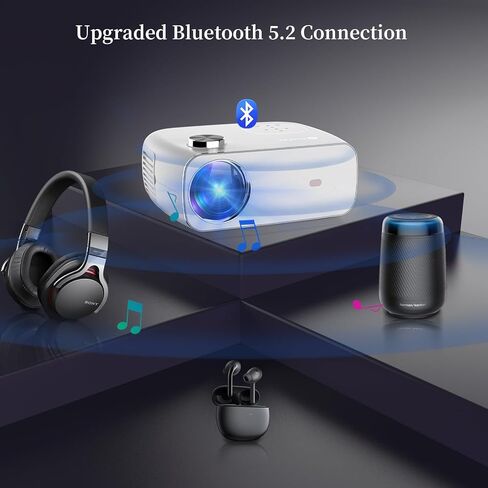 جهاز عرض 4K مع واي فاي وبلوتوث، FunFlix Native 1080P 18000 لومن بحد أقصى 300 بوصة، جهاز عرض محمول للأفلام الخارجية، متوافق مع الهاتف/عصا التلفزيون/الكمبيوتر المحمول/USB/AV/PS5 in Kuwait