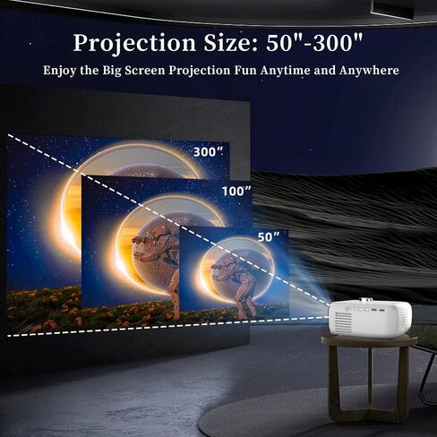 جهاز عرض 4K مع واي فاي وبلوتوث، FunFlix Native 1080P 18000 لومن بحد أقصى 300 بوصة، جهاز عرض محمول للأفلام الخارجية، متوافق مع الهاتف/عصا التلفزيون/الكمبيوتر المحمول/USB/AV/PS5 in Kuwait