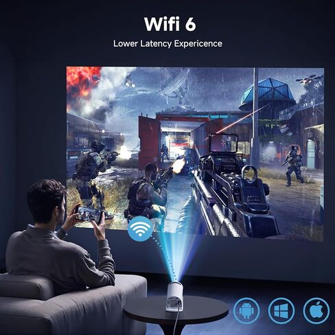 Mini Projector with Android 11，Portable Projector WiFi BT 5.2，Smart Outdoor Moive Projector Theater Compatible with Phone/TV Stick/Laptop in Saudi Arabia