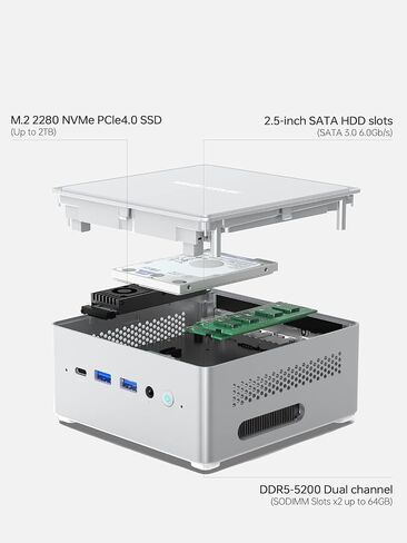 MINISFORUM Neptune Series NAD9 Mini PC 12th Gen Intel Core i9-12900H(14C/20T) Gaming PC, 32GB RAM 512GB SSD, 2xHDMI / 2xUSB-C 4K@60Hz Outputs, 2X HDD Slot, Iris Xe Graphics Small PC (Renewed), Black in Saudi Arabia