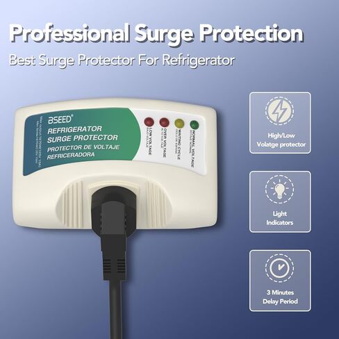 BSEED Voltage Protector Electronic Surge Protector Outlet, Wall Surge Protector for Big Refrigerators 27 cu. ft. or More Home Appliance Against High & Low Voltage, Brownouts & Spikes 1875W 15A 1 Pack in Saudi Arabia