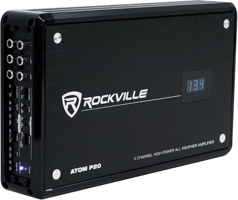 Rockville Atom P20 Marine/ATV/Car Bluetooth Amplifier 1600w Peak/440w RMS 4 Channel w/Volt Meter, Black in Kuwait