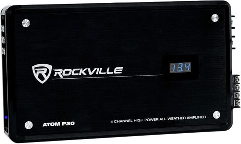 Rockville Atom P20 Marine/ATV/Car Bluetooth Amplifier 1600w Peak/440w RMS 4 Channel w/Volt Meter, Black in Kuwait
