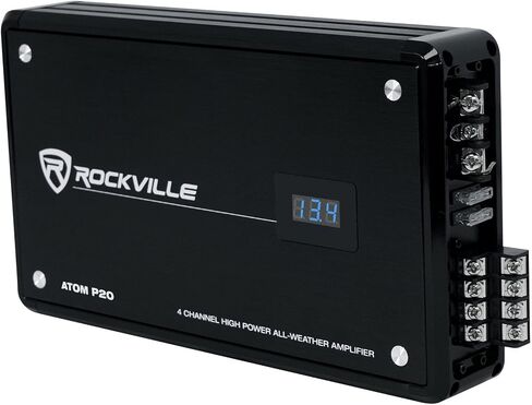 Rockville Atom P20 Marine/ATV/Car Bluetooth Amplifier 1600w Peak/440w RMS 4 Channel w/Volt Meter, Black in Kuwait