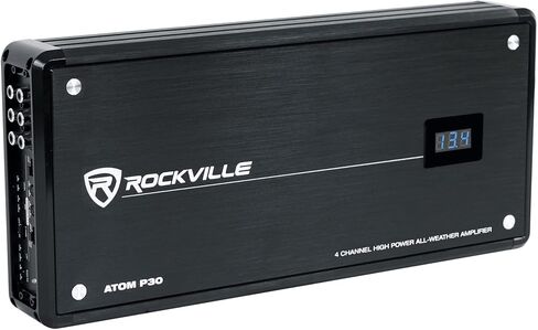 مضخم صوت Rockville Atom P20 Marine/ATV/Car بلوتوث بقدرة 1600 وات الذروة/440 وات RMS 4 قنوات مع عداد فولت، أسود in Kuwait