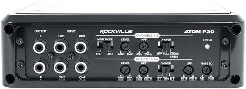 مضخم صوت Rockville Atom P20 Marine/ATV/Car بلوتوث بقدرة 1600 وات الذروة/440 وات RMS 4 قنوات مع عداد فولت، أسود in Kuwait