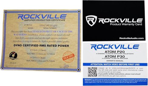 مضخم صوت Rockville Atom P20 Marine/ATV/Car بلوتوث بقدرة 1600 وات الذروة/440 وات RMS 4 قنوات مع عداد فولت، أسود in Kuwait