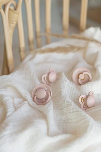 لهايات BIBS - مجموعة الأزياء الراقية | لهاية أطفال خالية من مادة BPA | صنع في الدنمارك | مجموعة من 2 لهايات فاخرة باللون العاجي/أحمر الخدود | الحجم 6-18 شهرا in Saudi Arabia
