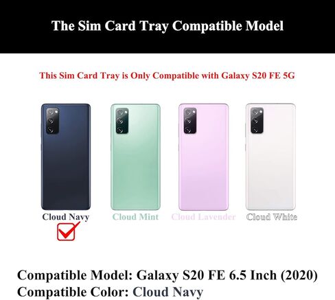 قطعتان من حامل بطاقات Sim (إصدار شريحة اتصال واحدة) / فتحة بطاقة Micro SD مع استبدال دبوس الإخراج لهاتف Samsung Galaxy S20 FE (Cloud Navy) in Kuwait