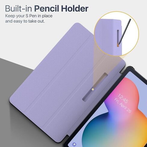 MoKo Case for Galaxy Tab S6 Lite 10.4 Inch 2024 2022 2020 (Model: SM-P620/P625/P613/P619/P610/P615/P617) with Built-in S Pen Holder, Slim Tri-Fold Soft TPU Cover with Auto-Wake/Sleep - Denim Black in Saudi Arabia