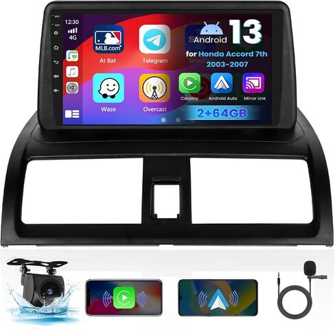 [2G+64G] Hikity Android 13 Stereo for Honda Accord 7th 2003-2007, 9 Inch Touchscreen Wireless Apple Carplay Android Auto Radio with GPS Navigation WiFi Bluetooth Backup Camera in Saudi Arabia