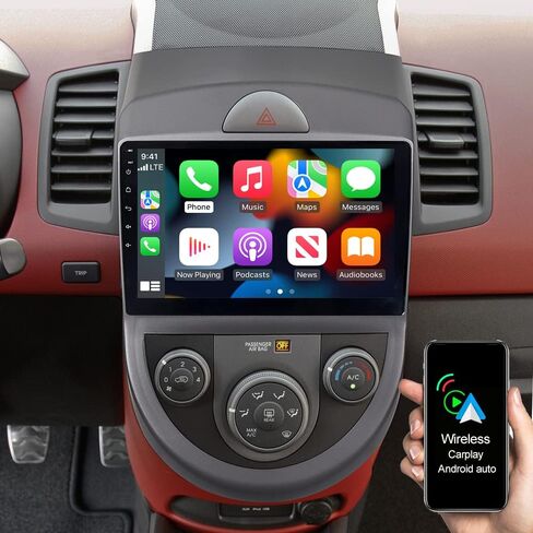 ASURE راديو ستيريو للسيارة مقاس 9 بوصة مع Carplay لاسلكي Android ترقية تلقائية لكيا سول 2008-2012، 4Core 2G+32G نظام Android GPS Navigation Head Unit، 1280x800 HD شاشة تعمل باللمس مشغل فيديو الوسائط المتعددة in Saudi Arabia