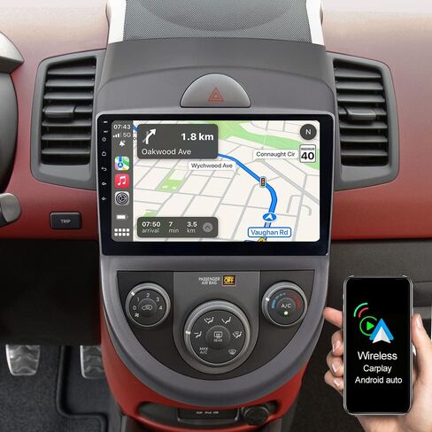 ASURE راديو ستيريو للسيارة مقاس 9 بوصة مع Carplay لاسلكي Android ترقية تلقائية لكيا سول 2008-2012، 4Core 2G+32G نظام Android GPS Navigation Head Unit، 1280x800 HD شاشة تعمل باللمس مشغل فيديو الوسائط المتعددة in Saudi Arabia