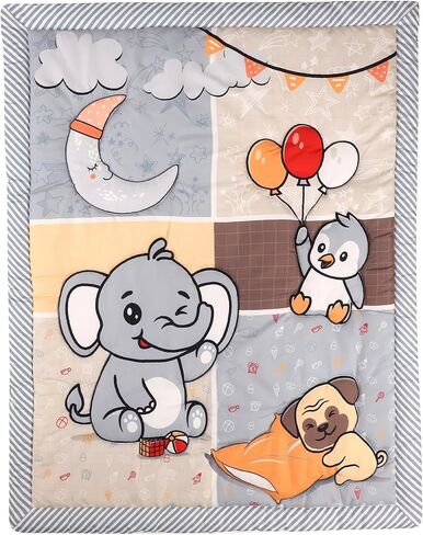 Dinosaurs Crib Quilt for Baby Boys and Girls | Microfiber Crib Comforter for Standard Size Crib | Super Soft Reversible Baby Quilted Blanket in Saudi Arabia