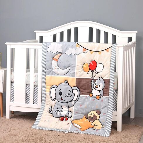 Dinosaurs Crib Quilt for Baby Boys and Girls | Microfiber Crib Comforter for Standard Size Crib | Super Soft Reversible Baby Quilted Blanket in Saudi Arabia